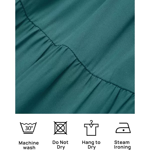 ZESICA Womens 2024 Summer Casual Flutter Short Sleeve Crew Neck Smocked Elastic Waist Tiered Midi DressTeal Green