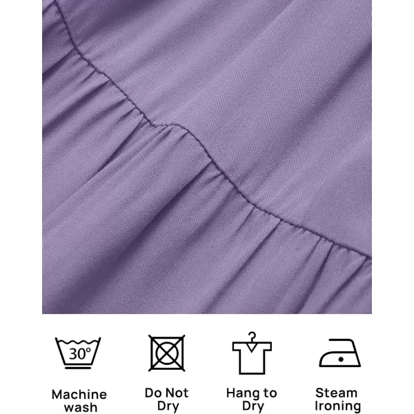 ZESICA Womens 2024 Summer Casual Flutter Short Sleeve Crew Neck Smocked Elastic Waist Tiered Midi DressViolet