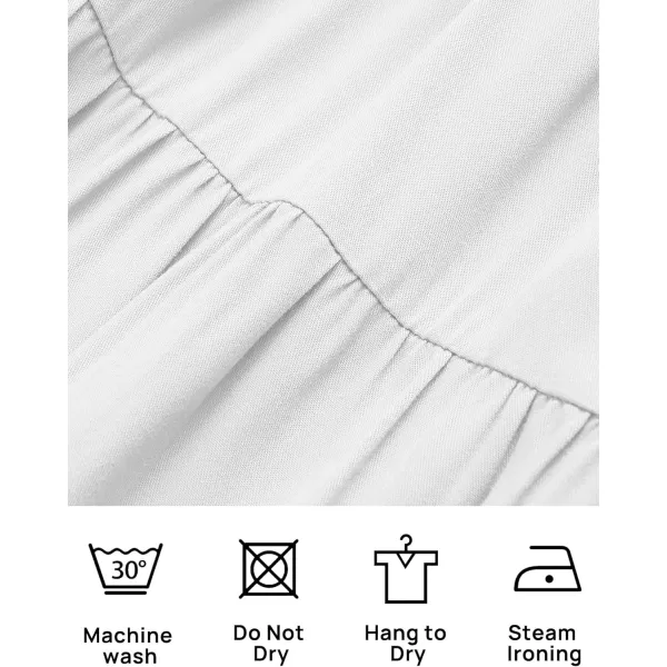 ZESICA Womens 2024 Summer Casual Flutter Short Sleeve Crew Neck Smocked Elastic Waist Tiered Midi DressWhite