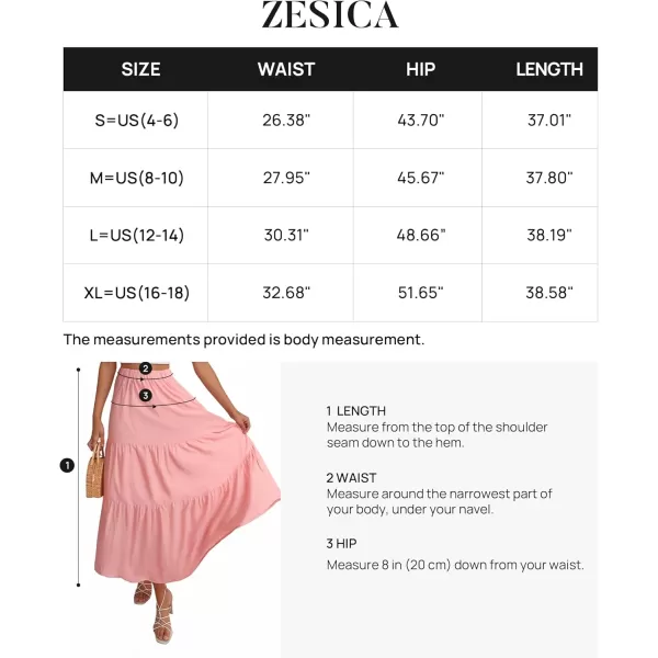 ZESICA Womens 2024 Summer Plaid Flower Elastic High Waist Flowy A Line Maxi Skirt with PocketsPink