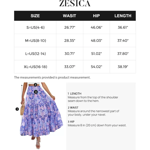 ZESICA Womens 2024 Summer Plaid Flower Elastic High Waist Flowy A Line Maxi Skirt with PocketsViolet