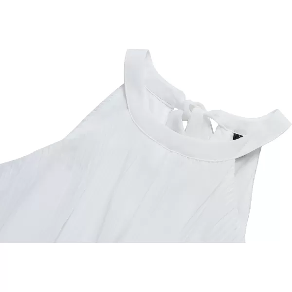 ZESICA Womens 2024 Summer Sleeveless Halter Neck Ruffle Tiered Layed Chiffon Flowy Swing Long Midi DressWhite