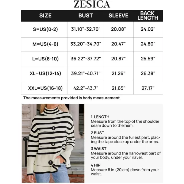 ZESICA Womens 2024 Winter Sweaters Casual Turtleneck Long Sleeve Striped Side Slit Loose Pullover Sweater Jumper TopsApricot