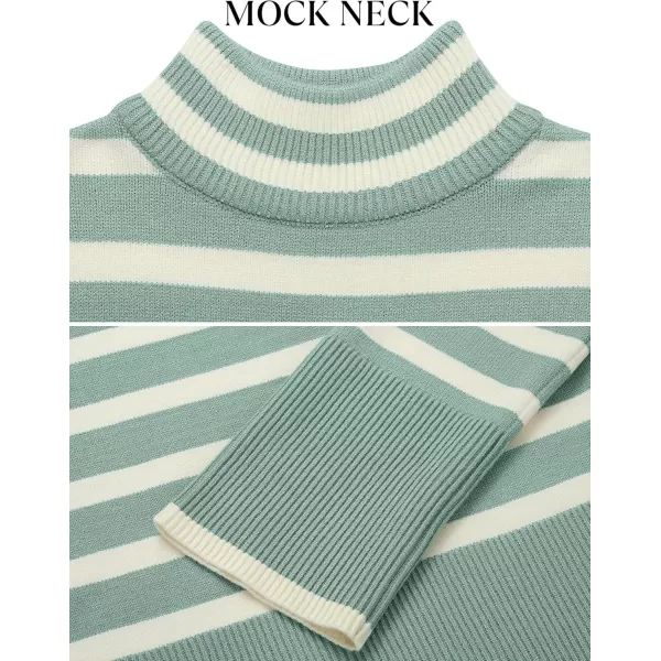 ZESICA Womens 2024 Winter Sweaters Casual Turtleneck Long Sleeve Striped Side Slit Loose Pullover Sweater Jumper TopsLake
