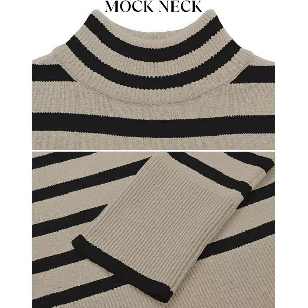 ZESICA Womens 2024 Winter Sweaters Casual Turtleneck Long Sleeve Striped Side Slit Loose Pullover Sweater Jumper TopsOats