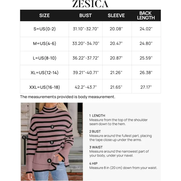 ZESICA Womens 2024 Winter Sweaters Casual Turtleneck Long Sleeve Striped Side Slit Loose Pullover Sweater Jumper TopsPurple