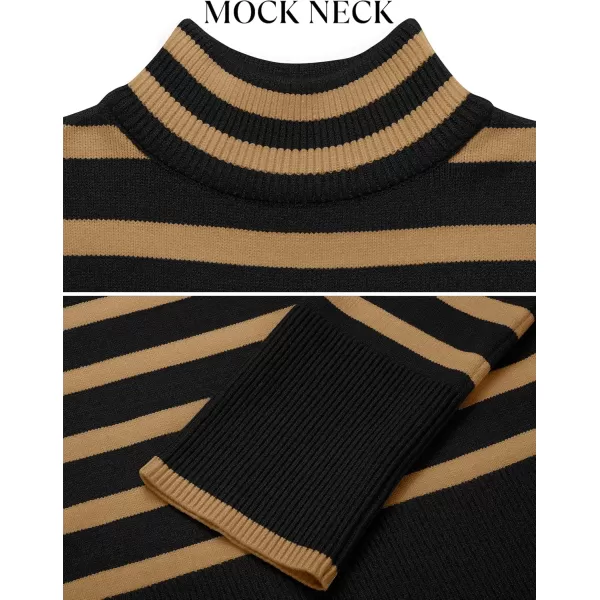 ZESICA Womens 2024 Winter Sweaters Casual Turtleneck Long Sleeve Striped Side Slit Loose Pullover Sweater Jumper TopsTaupe