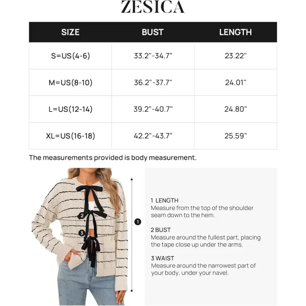 ZESICA Womens Long Sleeve Open Front Cardigan Sweater 2024 Fall Winter Striped Tie Front Loose Chunky Knit CoatsApricot