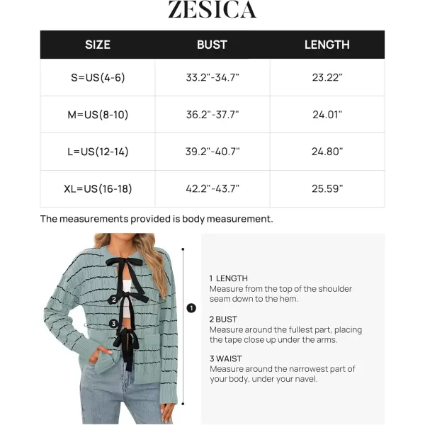 ZESICA Womens Long Sleeve Open Front Cardigan Sweater 2024 Fall Winter Striped Tie Front Loose Chunky Knit CoatsGreen