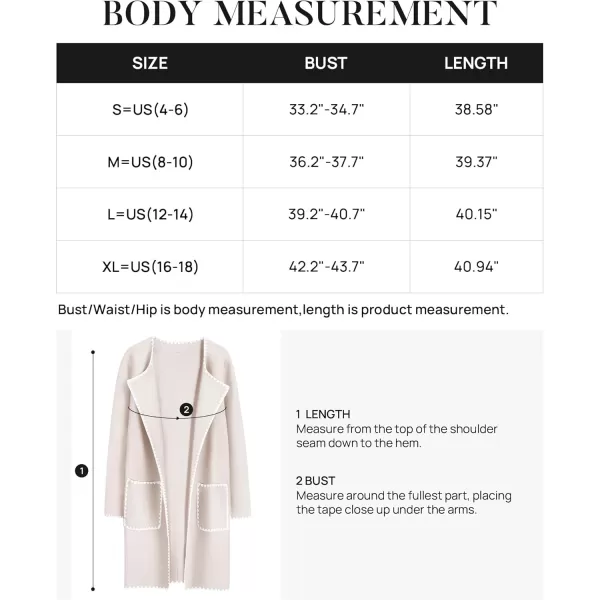 ZESICA Womens Open Front Long Cardigan Sweater Casual Lapel Coatigan Coat 2024 Fall Jacket Outerwear with PocketsBeige