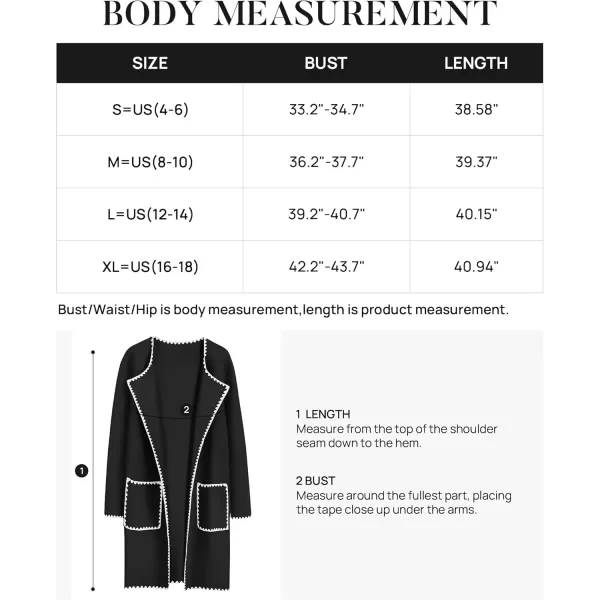 ZESICA Womens Open Front Long Cardigan Sweater Casual Lapel Coatigan Coat 2024 Fall Jacket Outerwear with PocketsBlack