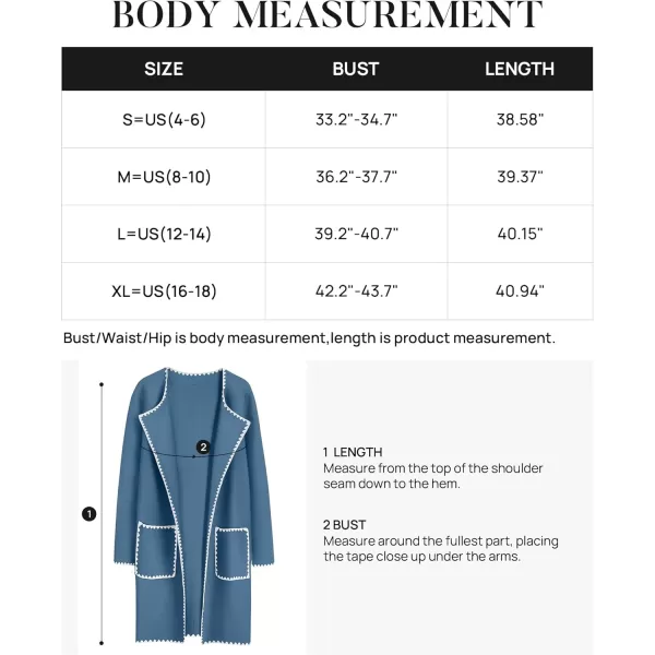 ZESICA Womens Open Front Long Cardigan Sweater Casual Lapel Coatigan Coat 2024 Fall Jacket Outerwear with PocketsDusty Blue