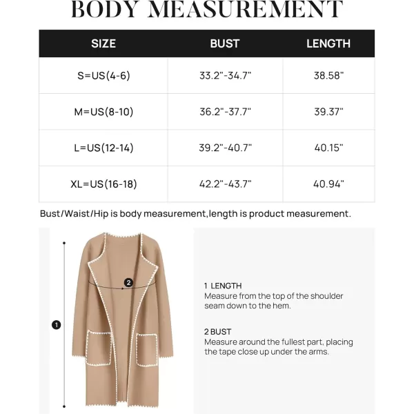 ZESICA Womens Open Front Long Cardigan Sweater Casual Lapel Coatigan Coat 2024 Fall Jacket Outerwear with PocketsKhaki
