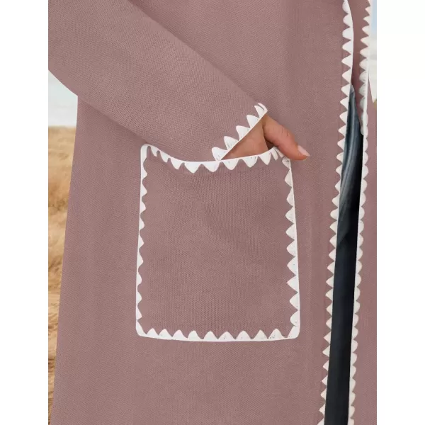 ZESICA Womens Open Front Long Cardigan Sweater Casual Lapel Coatigan Coat 2024 Fall Jacket Outerwear with PocketsNutmeg