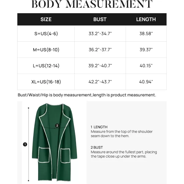 ZESICA Womens Open Front Long Cardigan Sweater Casual Lapel Coatigan Coat 2024 Fall Jacket Outerwear with PocketsOpal Green