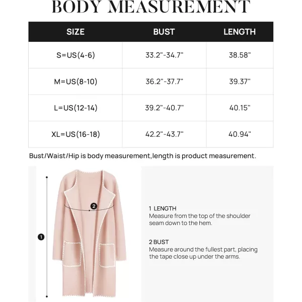 ZESICA Womens Open Front Long Cardigan Sweater Casual Lapel Coatigan Coat 2024 Fall Jacket Outerwear with PocketsPink