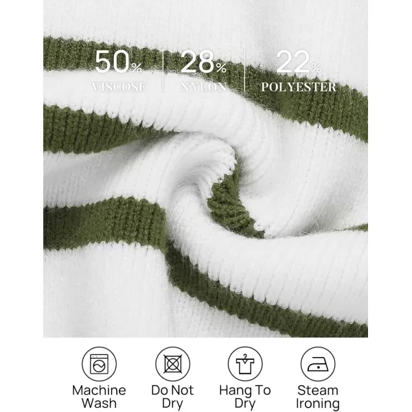 ZESICA Womens Striped Sweaters Half Zipper Long Sleeve Ribbed Knit Loose Oversized Pullover Sweater TopsArmygreen