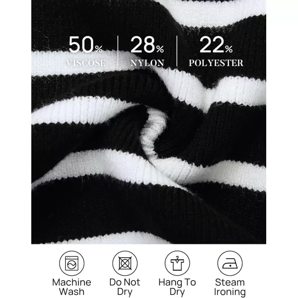 ZESICA Womens Striped Sweaters Half Zipper Long Sleeve Ribbed Knit Loose Oversized Pullover Sweater TopsBlack
