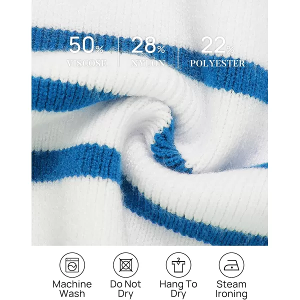 ZESICA Womens Striped Sweaters Half Zipper Long Sleeve Ribbed Knit Loose Oversized Pullover Sweater TopsBlue