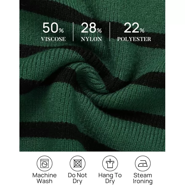 ZESICA Womens Striped Sweaters Half Zipper Long Sleeve Ribbed Knit Loose Oversized Pullover Sweater TopsDarkgreen
