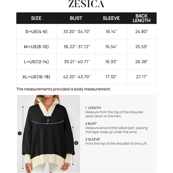 ZESICA Womens Striped Sweaters Half Zipper Long Sleeve Ribbed Knit Loose Oversized Pullover Sweater TopsDim