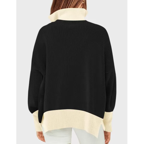 ZESICA Womens Striped Sweaters Half Zipper Long Sleeve Ribbed Knit Loose Oversized Pullover Sweater TopsDim