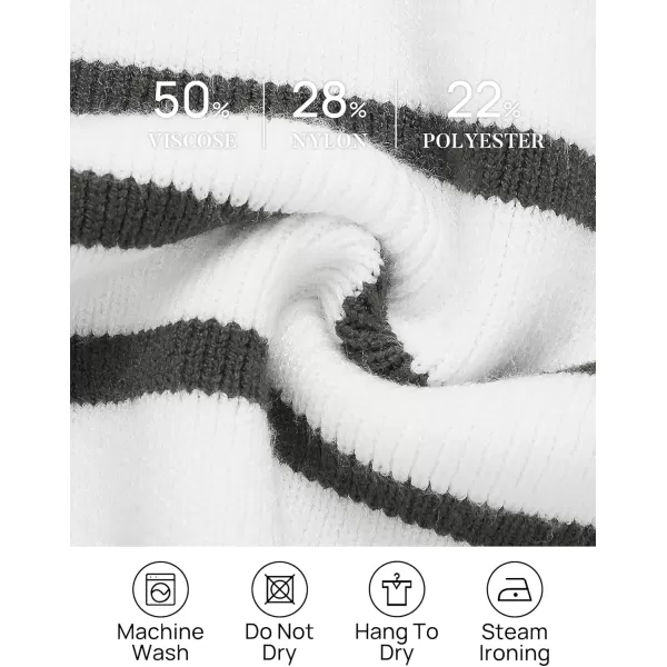 ZESICA Womens Striped Sweaters Half Zipper Long Sleeve Ribbed Knit Loose Oversized Pullover Sweater TopsGrey