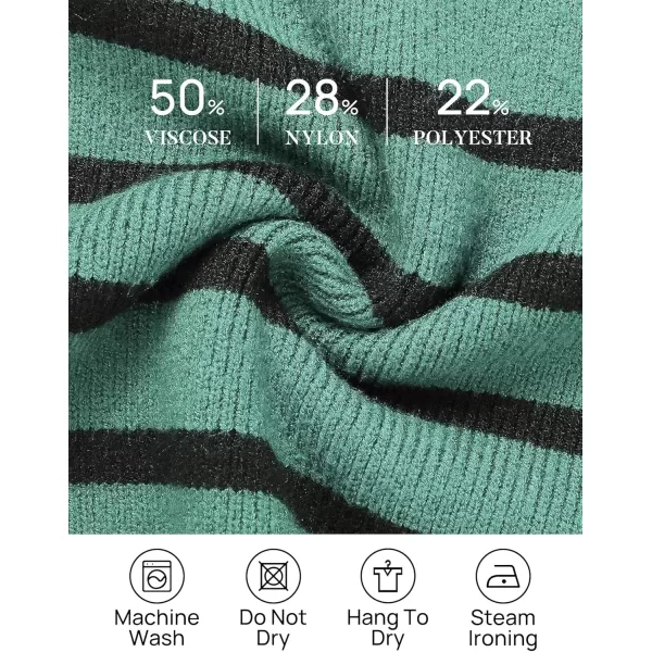 ZESICA Womens Striped Sweaters Half Zipper Long Sleeve Ribbed Knit Loose Oversized Pullover Sweater TopsLake