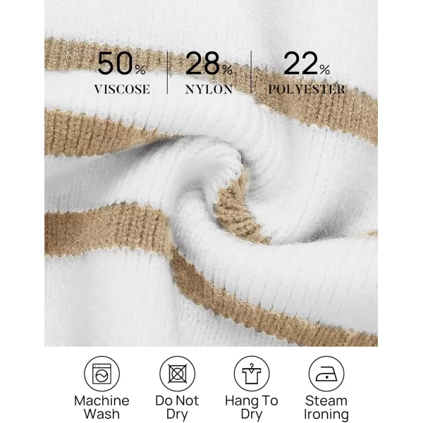 ZESICA Womens Striped Sweaters Half Zipper Long Sleeve Ribbed Knit Loose Oversized Pullover Sweater TopsLightkhaki