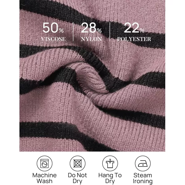 ZESICA Womens Striped Sweaters Half Zipper Long Sleeve Ribbed Knit Loose Oversized Pullover Sweater TopsPurple