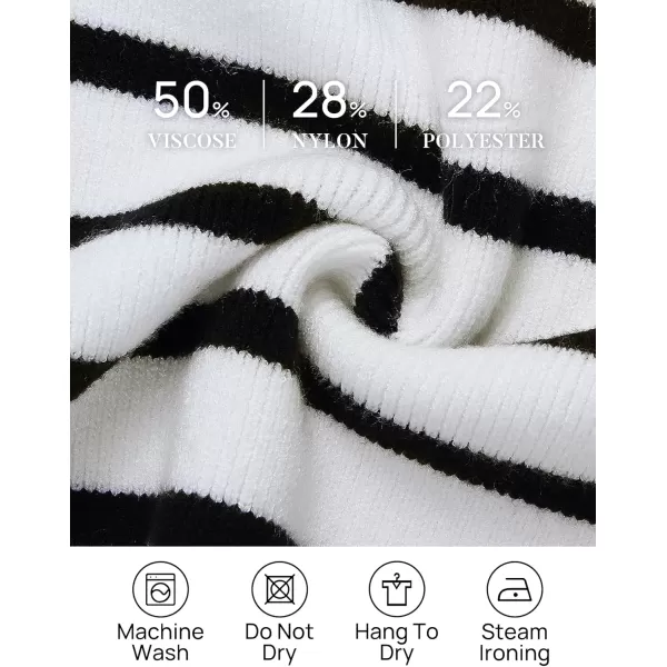 ZESICA Womens Striped Sweaters Half Zipper Long Sleeve Ribbed Knit Loose Oversized Pullover Sweater TopsWhite