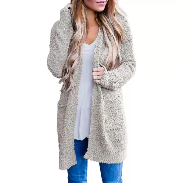 ZESICA Womens 2024 Fall Casual Long Sleeve Open Front Soft Chunky Knit Sweater Cardigan OuterwearBeige