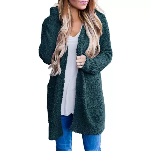 ZESICA Womens 2024 Fall Casual Long Sleeve Open Front Soft Chunky Knit Sweater Cardigan OuterwearBlackishgreen
