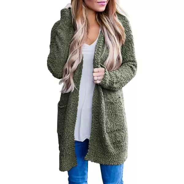 ZESICA Womens 2024 Fall Casual Long Sleeve Open Front Soft Chunky Knit Sweater Cardigan OuterwearForestgreen