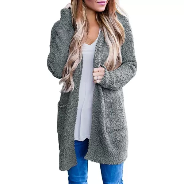 ZESICA Womens 2024 Fall Casual Long Sleeve Open Front Soft Chunky Knit Sweater Cardigan OuterwearGrey