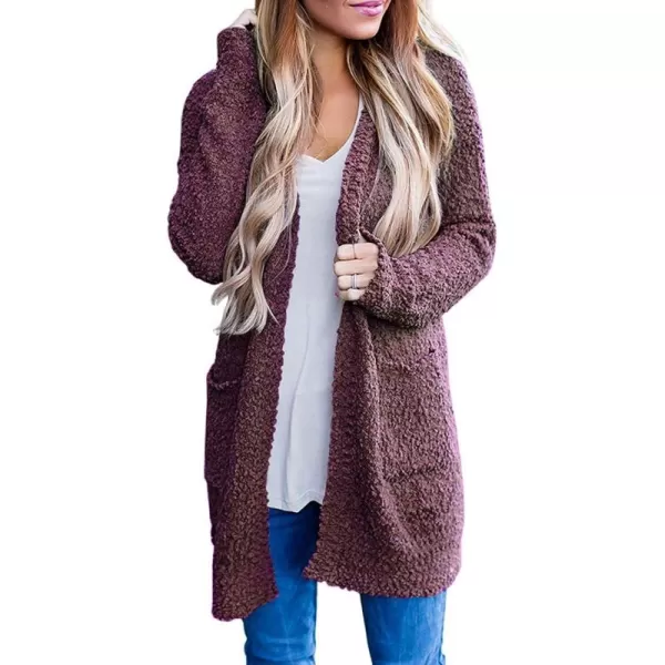 ZESICA Womens 2024 Fall Casual Long Sleeve Open Front Soft Chunky Knit Sweater Cardigan OuterwearMaroon