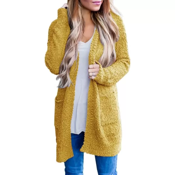 ZESICA Womens 2024 Fall Casual Long Sleeve Open Front Soft Chunky Knit Sweater Cardigan OuterwearMustard Yellow