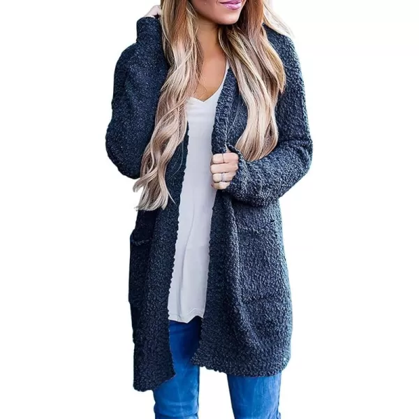 ZESICA Womens 2024 Fall Casual Long Sleeve Open Front Soft Chunky Knit Sweater Cardigan OuterwearNavy