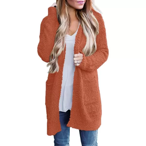 ZESICA Womens 2024 Fall Casual Long Sleeve Open Front Soft Chunky Knit Sweater Cardigan OuterwearOrange