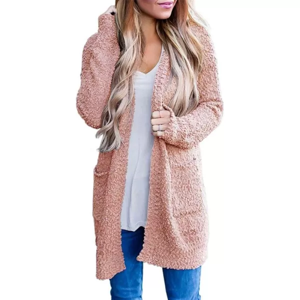 ZESICA Womens 2024 Fall Casual Long Sleeve Open Front Soft Chunky Knit Sweater Cardigan OuterwearPink