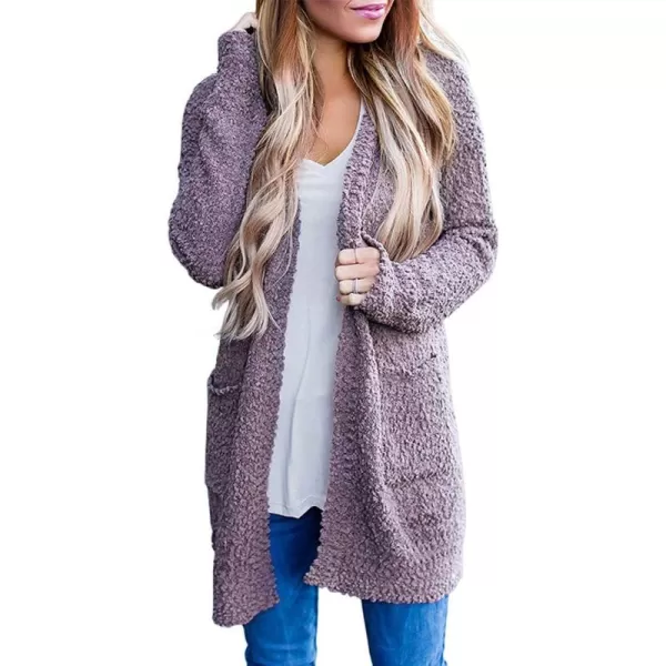 ZESICA Womens 2024 Fall Casual Long Sleeve Open Front Soft Chunky Knit Sweater Cardigan OuterwearTaro