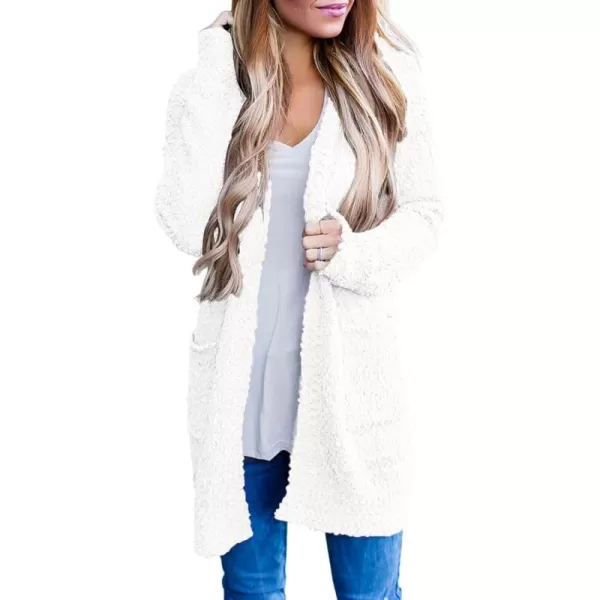 ZESICA Womens 2024 Fall Casual Long Sleeve Open Front Soft Chunky Knit Sweater Cardigan OuterwearWhite