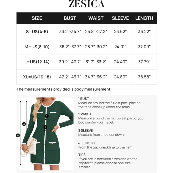 ZESICA Fall Dresses for Women 2024 Long Sleeve Button Color Block Knit Bodycon Short Sweater Dresses with PocketsGreen