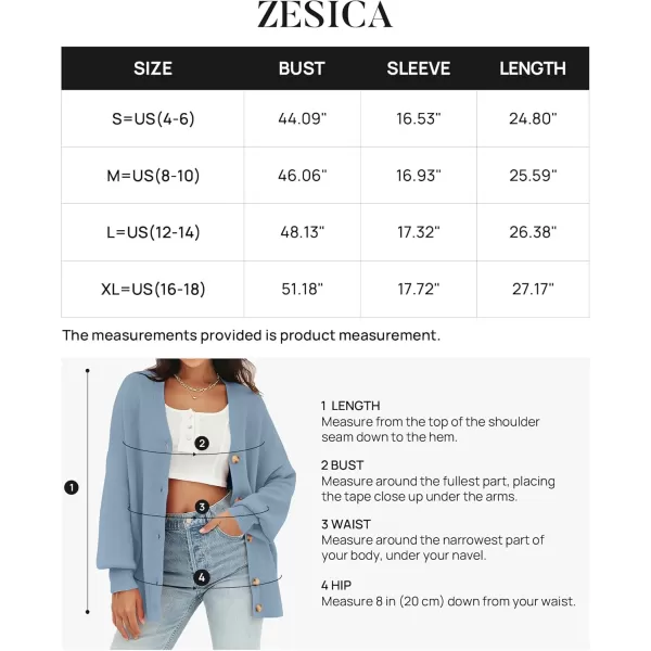 ZESICA Womens 2024 Casual Long Sleeve Cardigan V Neck Button Down Open Front Knit Loose Oversized Sweater CoatBlue