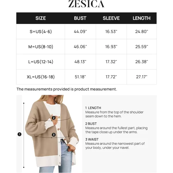 ZESICA Womens 2024 Casual Long Sleeve Cardigan V Neck Button Down Open Front Knit Loose Oversized Sweater CoatCamel
