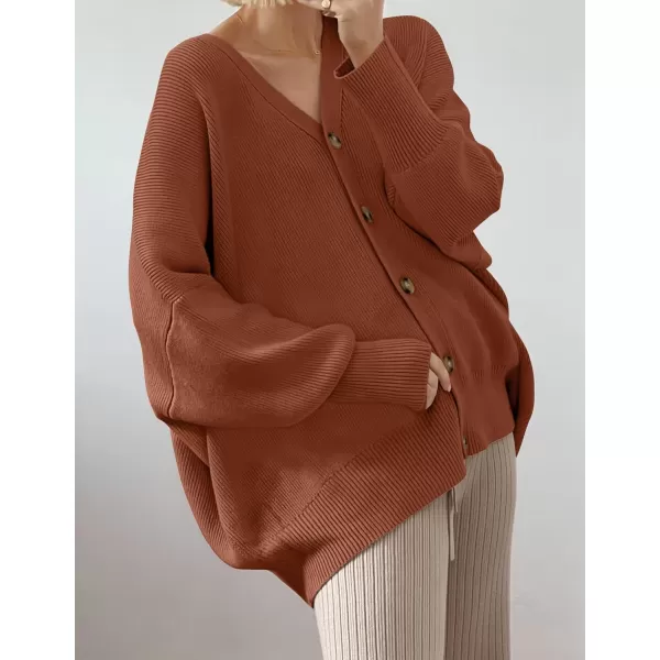 ZESICA Womens 2024 Casual Long Sleeve Cardigan V Neck Button Down Open Front Knit Loose Oversized Sweater CoatCaramel
