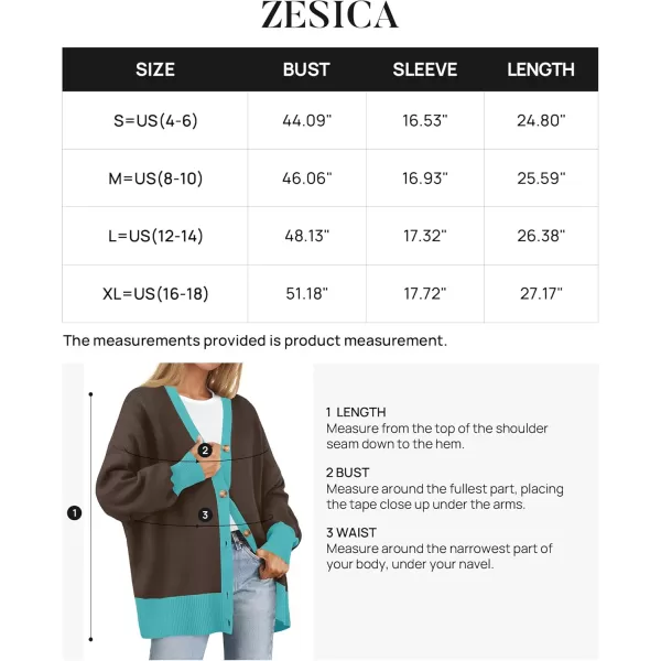ZESICA Womens 2024 Casual Long Sleeve Cardigan V Neck Button Down Open Front Knit Loose Oversized Sweater CoatCoffee