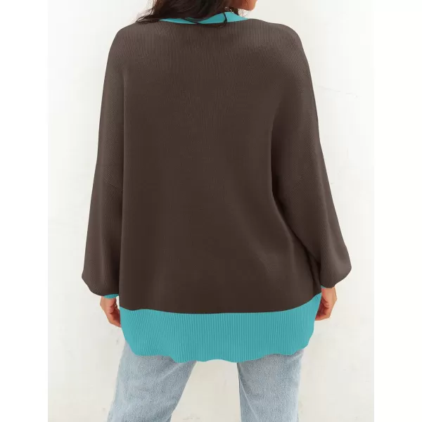 ZESICA Womens 2024 Casual Long Sleeve Cardigan V Neck Button Down Open Front Knit Loose Oversized Sweater CoatCoffee