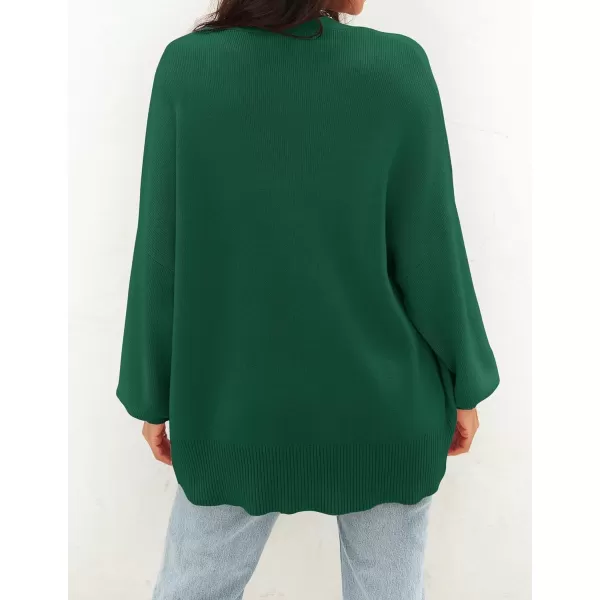 ZESICA Womens 2024 Casual Long Sleeve Cardigan V Neck Button Down Open Front Knit Loose Oversized Sweater CoatDarkgreen