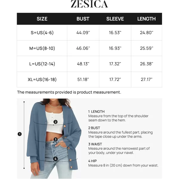 ZESICA Womens 2024 Casual Long Sleeve Cardigan V Neck Button Down Open Front Knit Loose Oversized Sweater CoatDustyblue